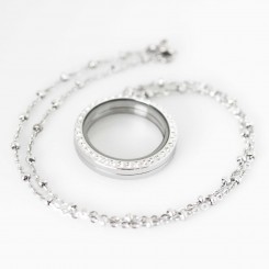 Silver Bling & Ball Link Necklace Set